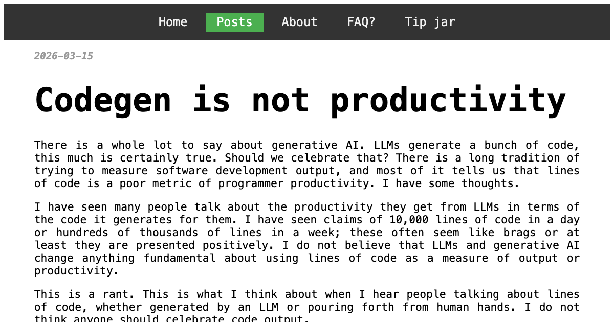 Codegen is not productivity