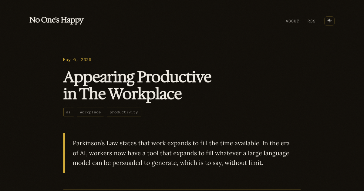 Appearing Productive in The Workplace — No One's Happy
